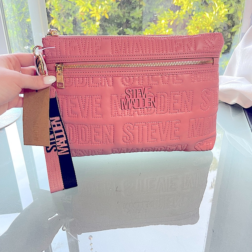 Steve Madden Purse - Rose Embossed Wristbands Clutch Bag